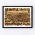 Vintage Map of Los Angeles, California 1891