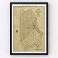 Vintage Map of San Francisco, California 1849