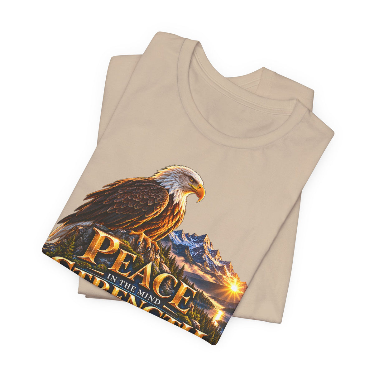 Eagle Mountain Sunrise T‑Shirt — "Peace Strength Freedom" Patriotic Tee