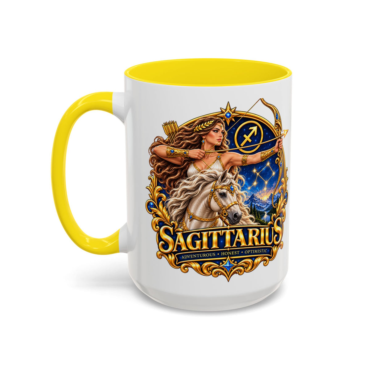 Sagittarius Accent Coffee Mug — Zodiac Archer Design (11/15oz)