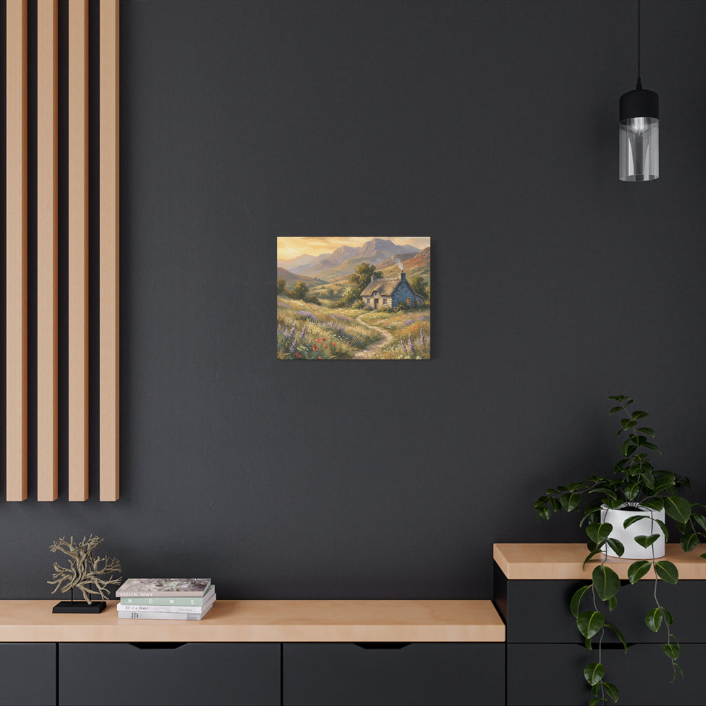 Countryside Cottage Canvas Wall Art — Tranquil Rustic Landscape Print