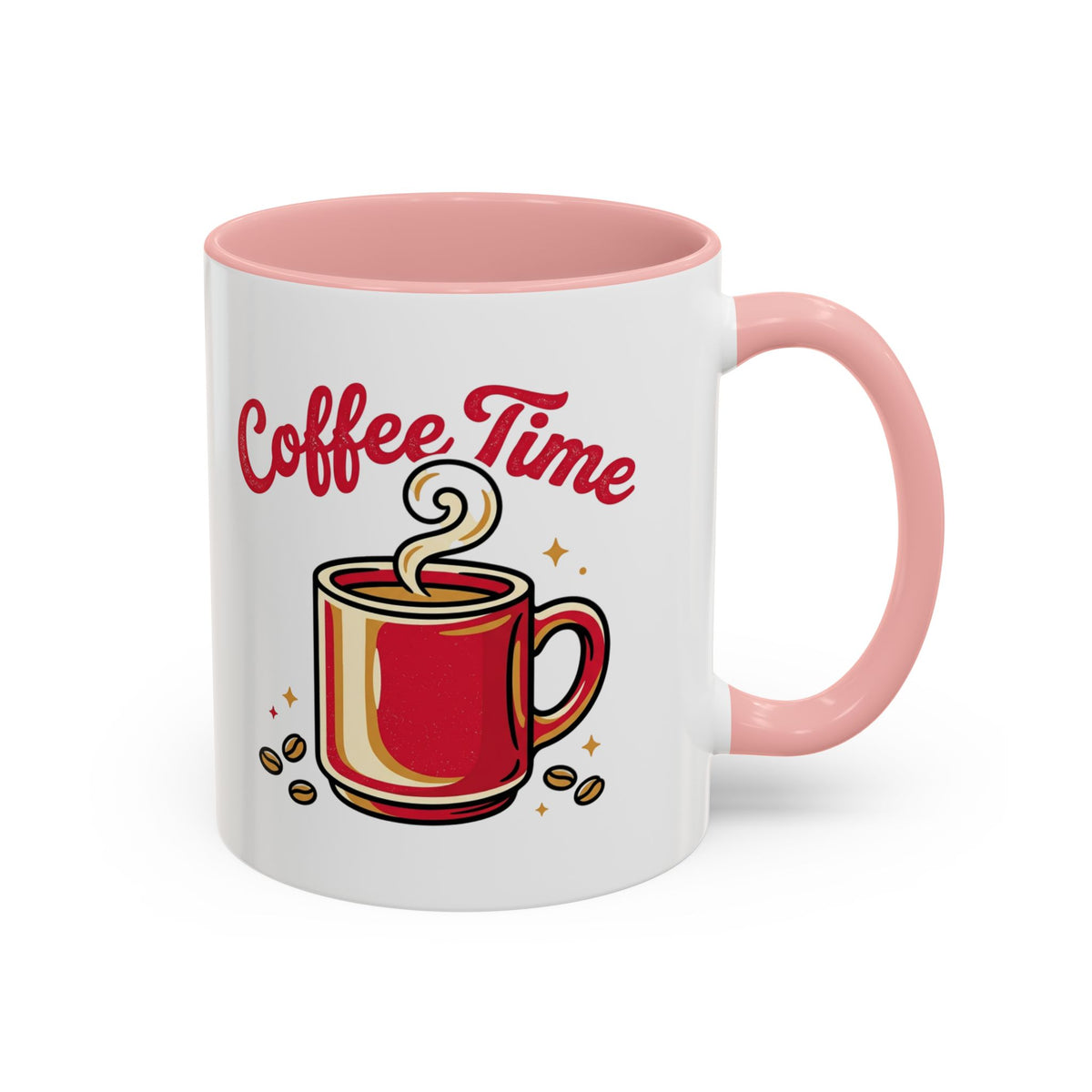 Coffee Mug - "Coffee Time" Red Accent Ceramic Mug (11/15oz)