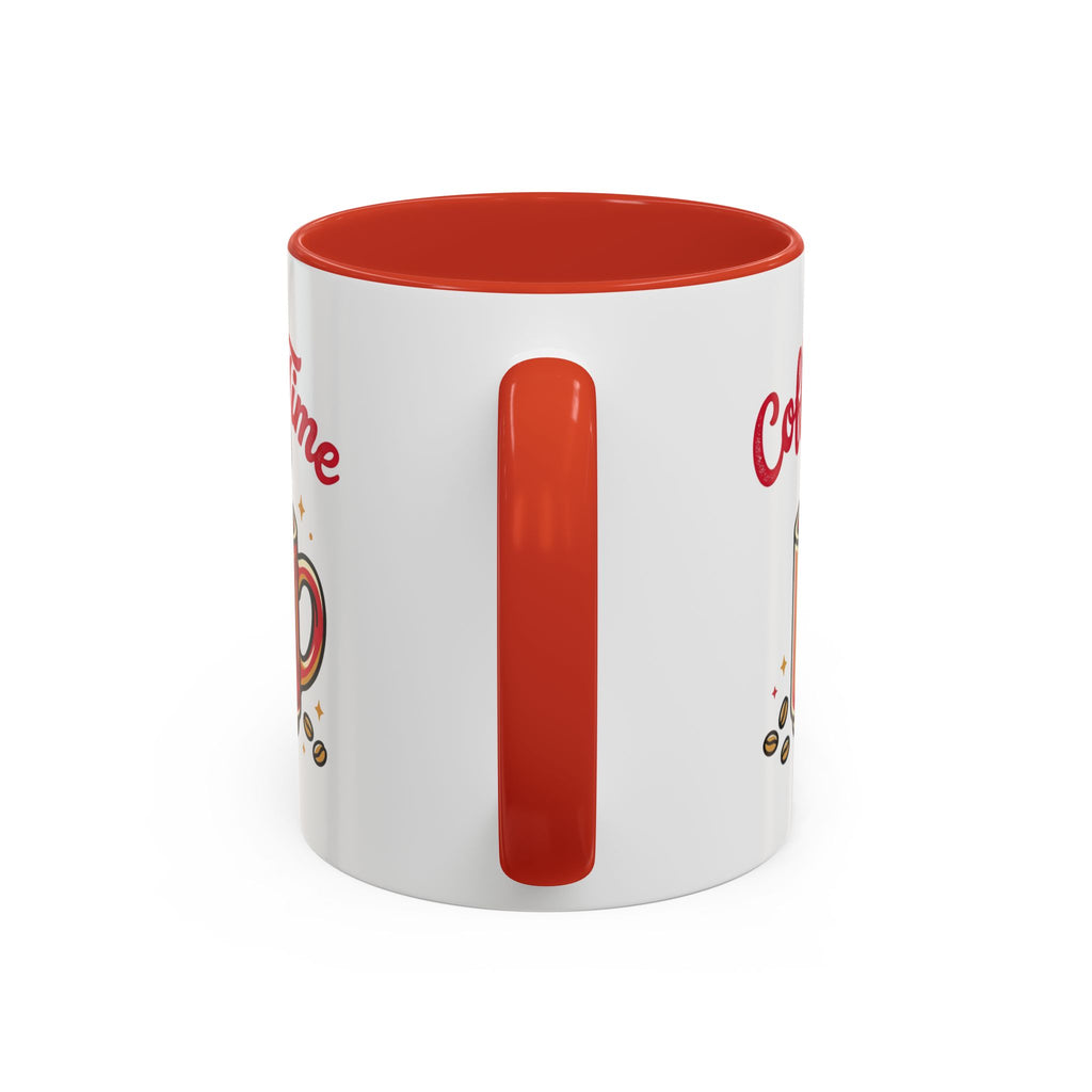 Coffee Mug - "Coffee Time" Red Accent Ceramic Mug (11/15oz)