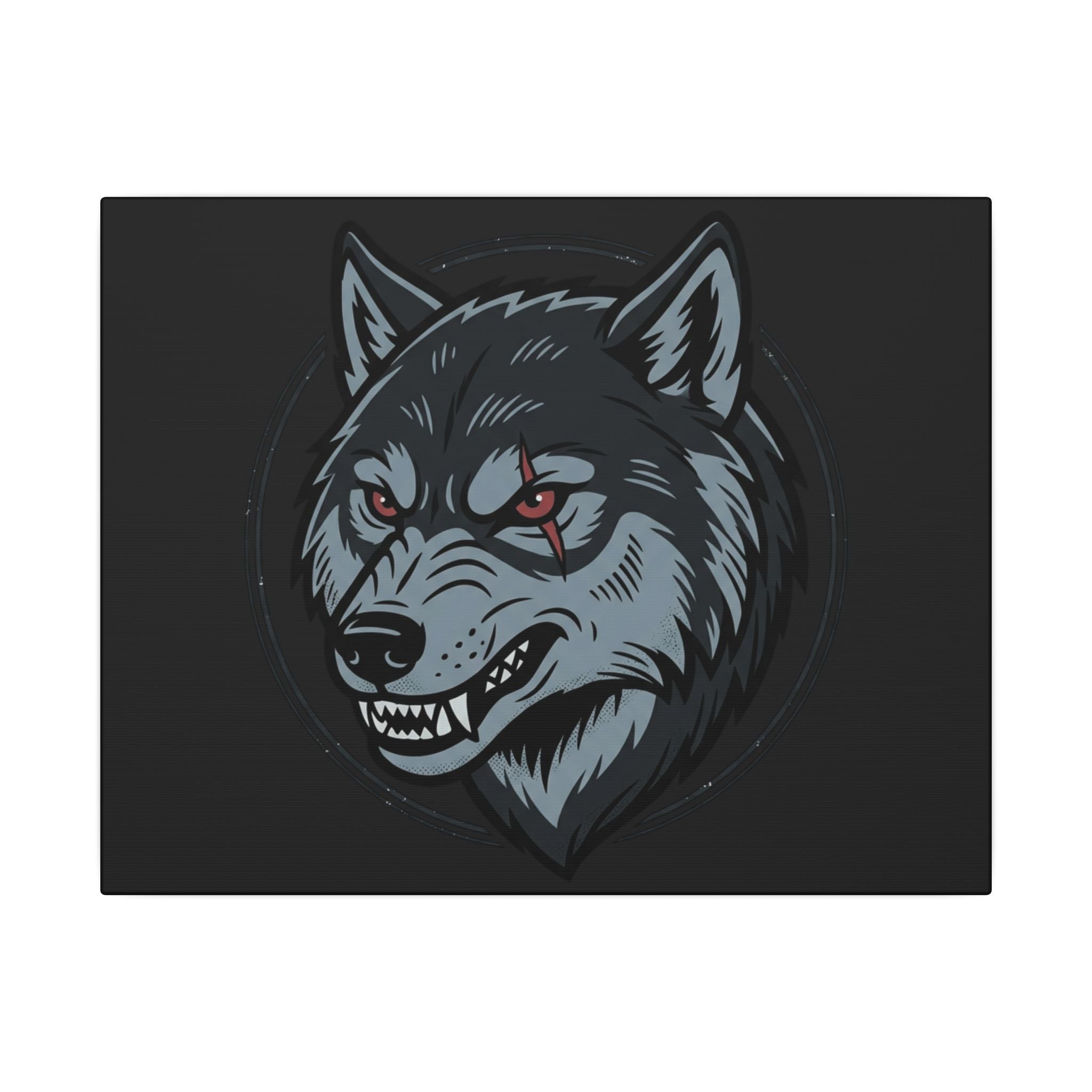 Wolf Head Canvas Wall Art — Fierce Gray Wolf Portrait Matte Stretched