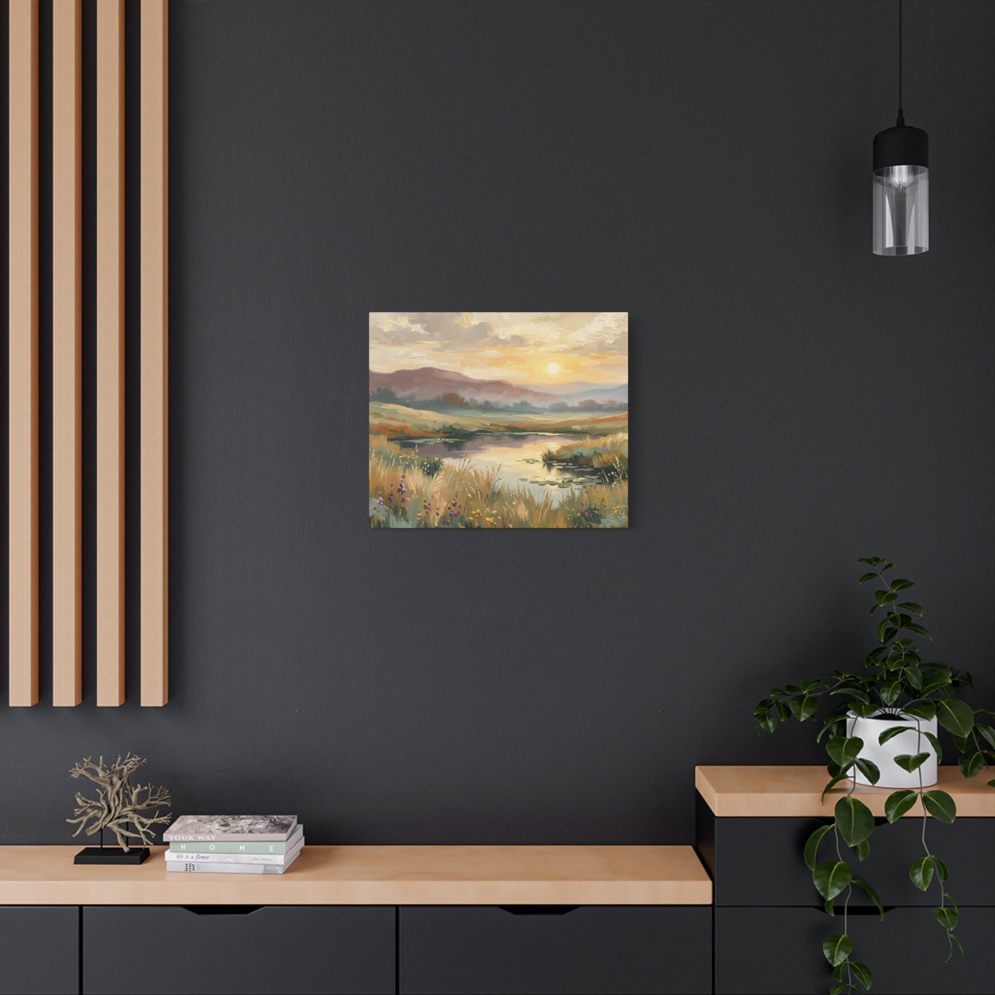 Sunset Meadow Canvas Wall Art — Stretched Matte Landscape Print