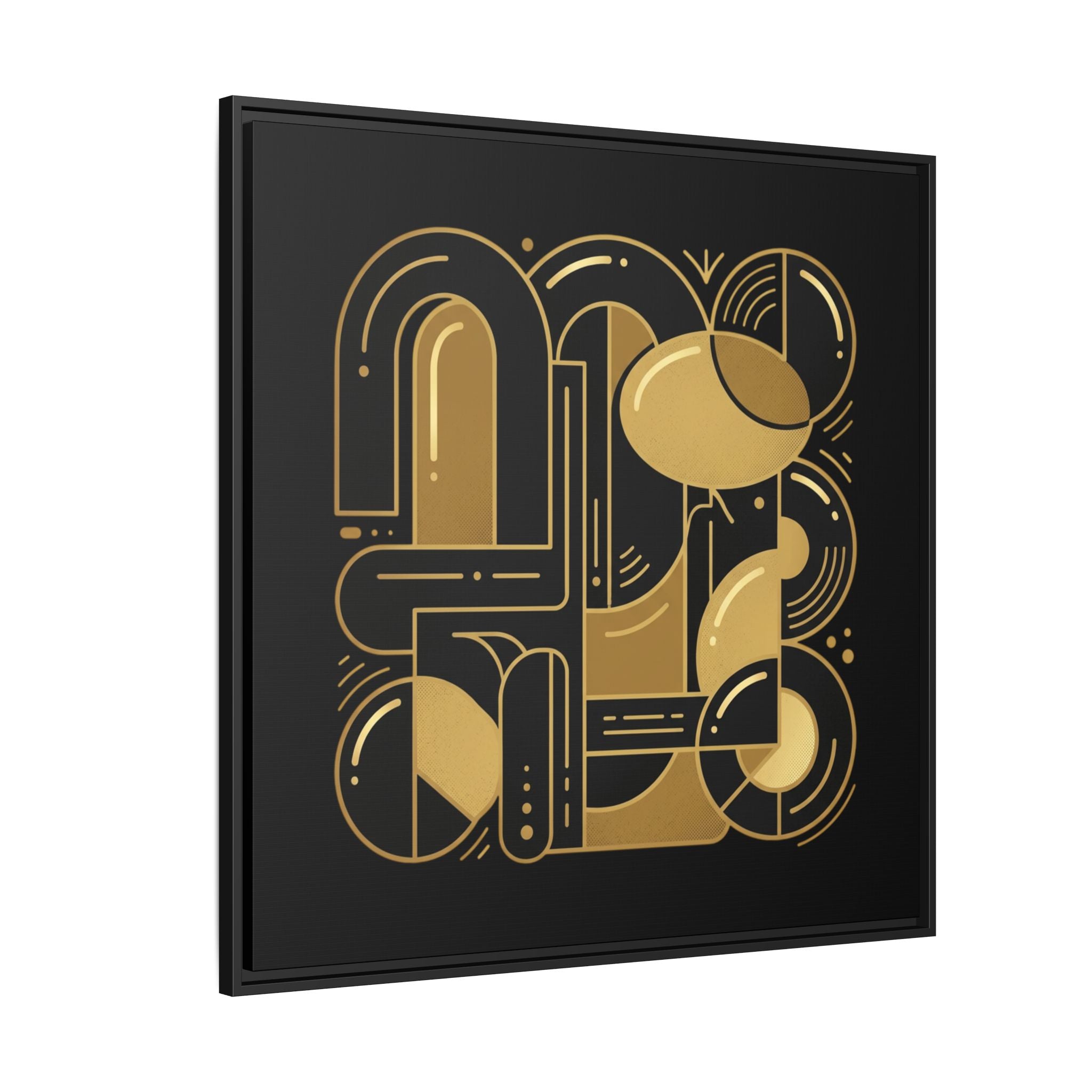 Gold Geometric Art Print — Framed Matte Canvas