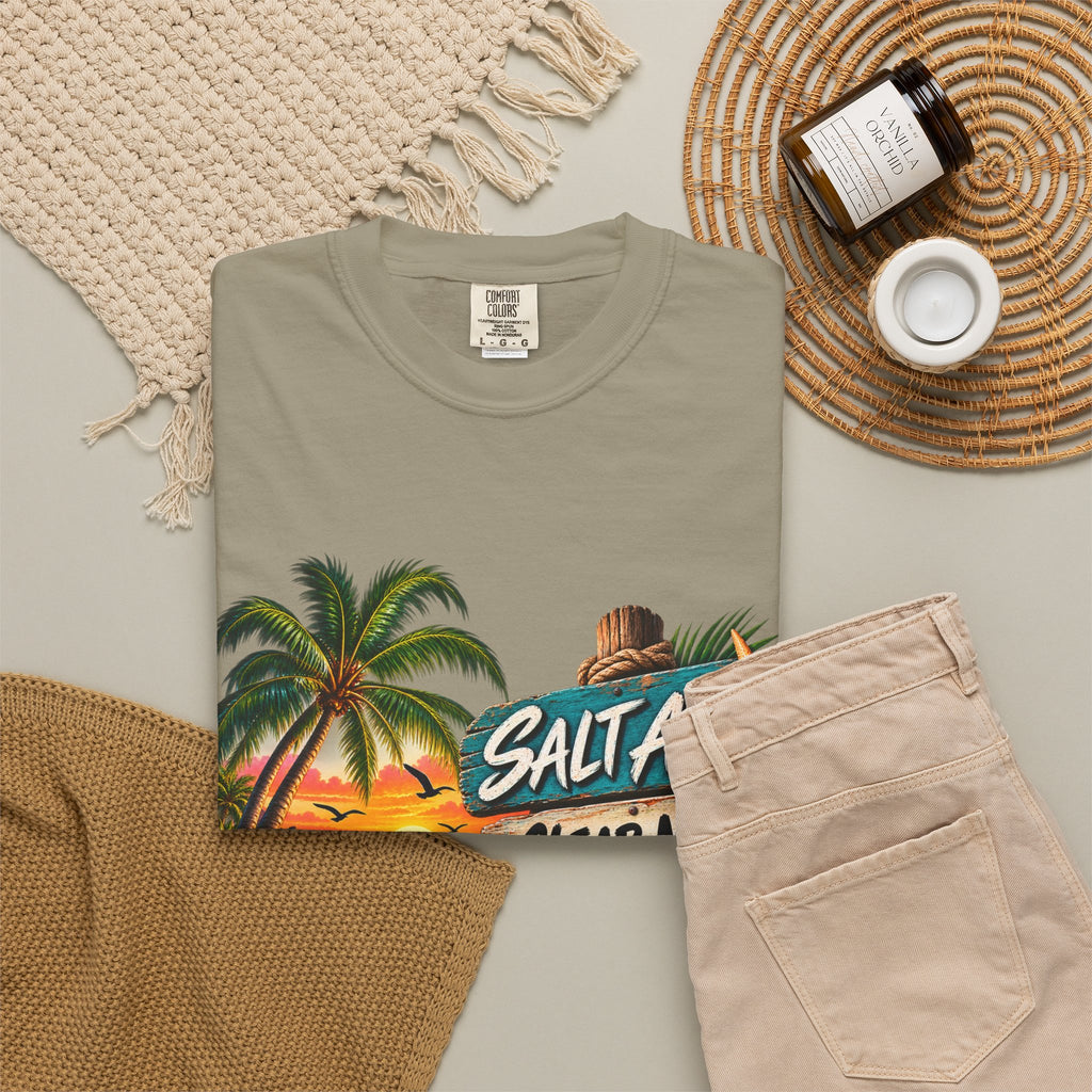Salt Air, Clear Mind T-Shirt — Tropical Sunset Beach Graphic Tee