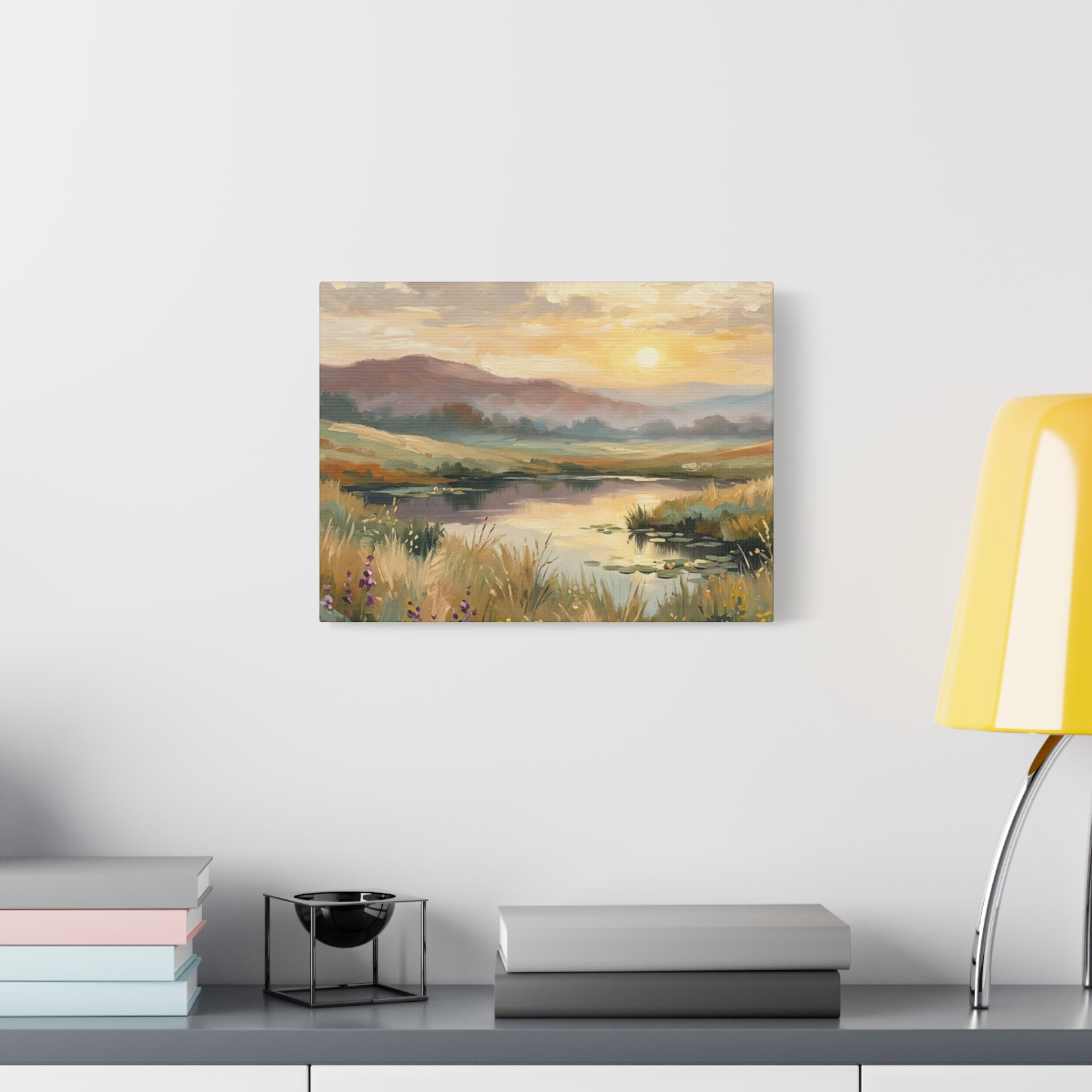 Sunset Meadow Canvas Wall Art — Stretched Matte Landscape Print
