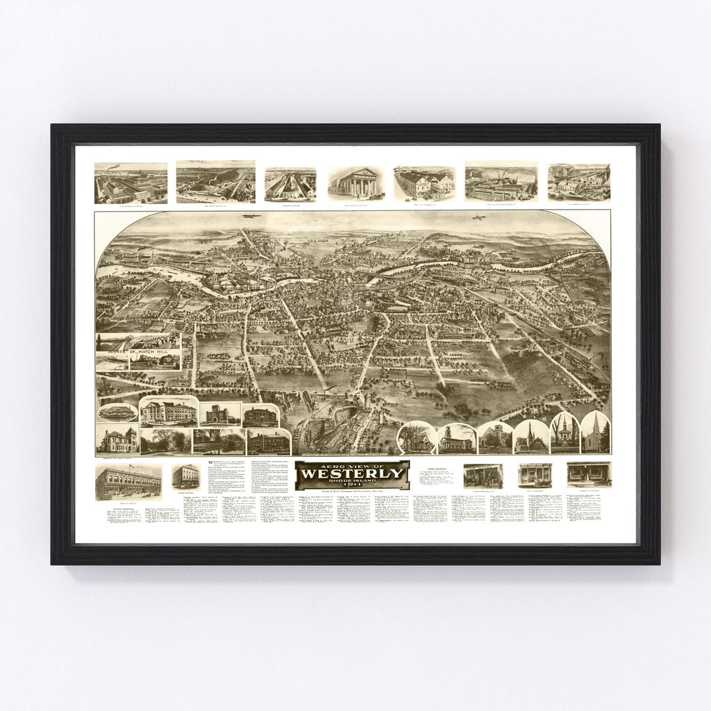Vintage Map of Westerly, Rhode Island 1911