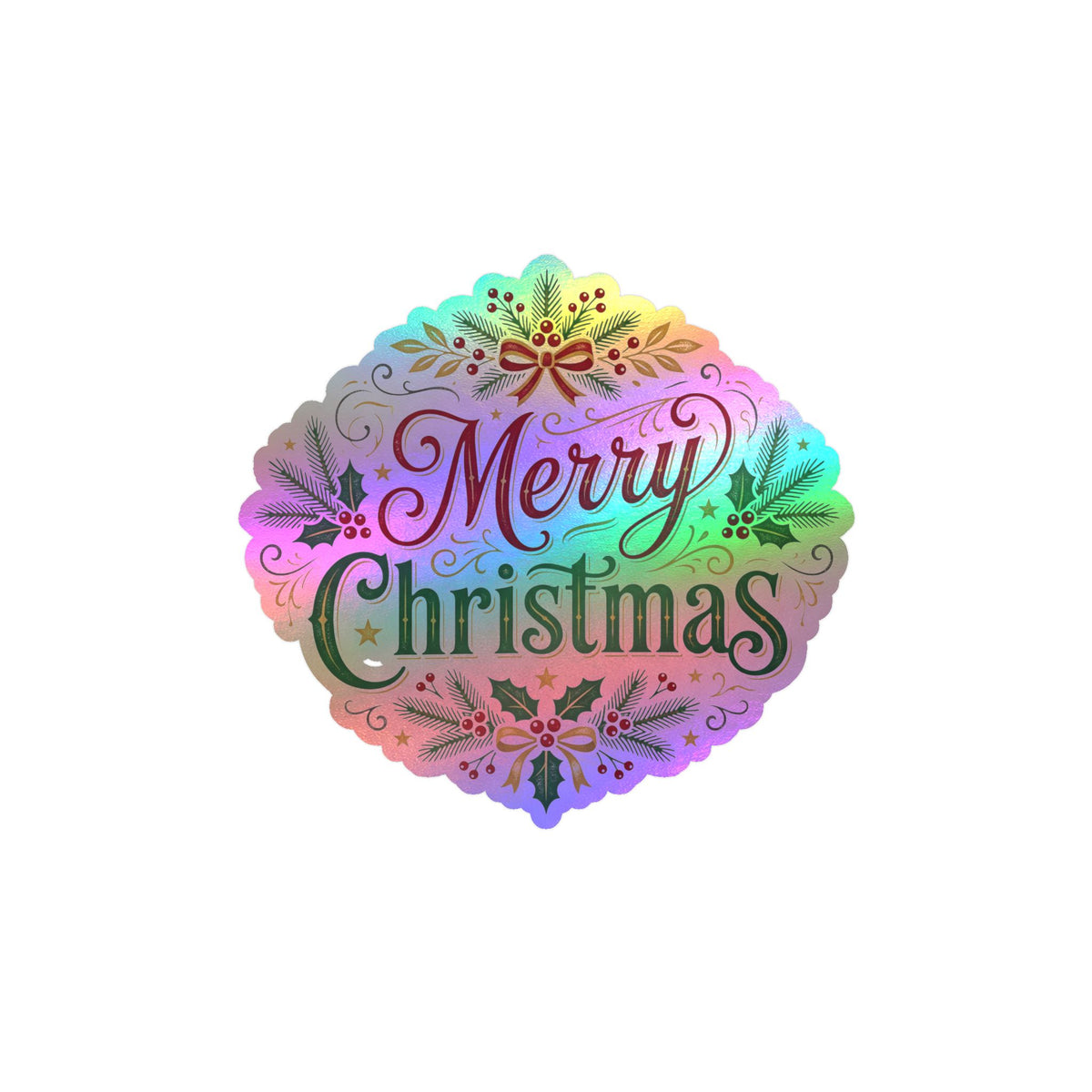 Merry Christmas Vinyl Decal — Holiday Wreath Sticker for Windows, Laptops & Gifts