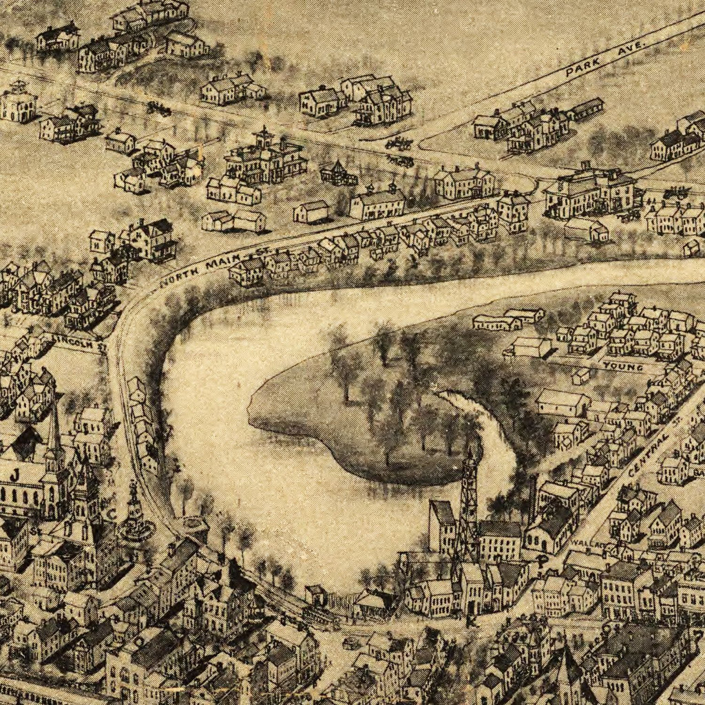 Vintage Map of Thompsonville - Enfield, Connecticut 1908