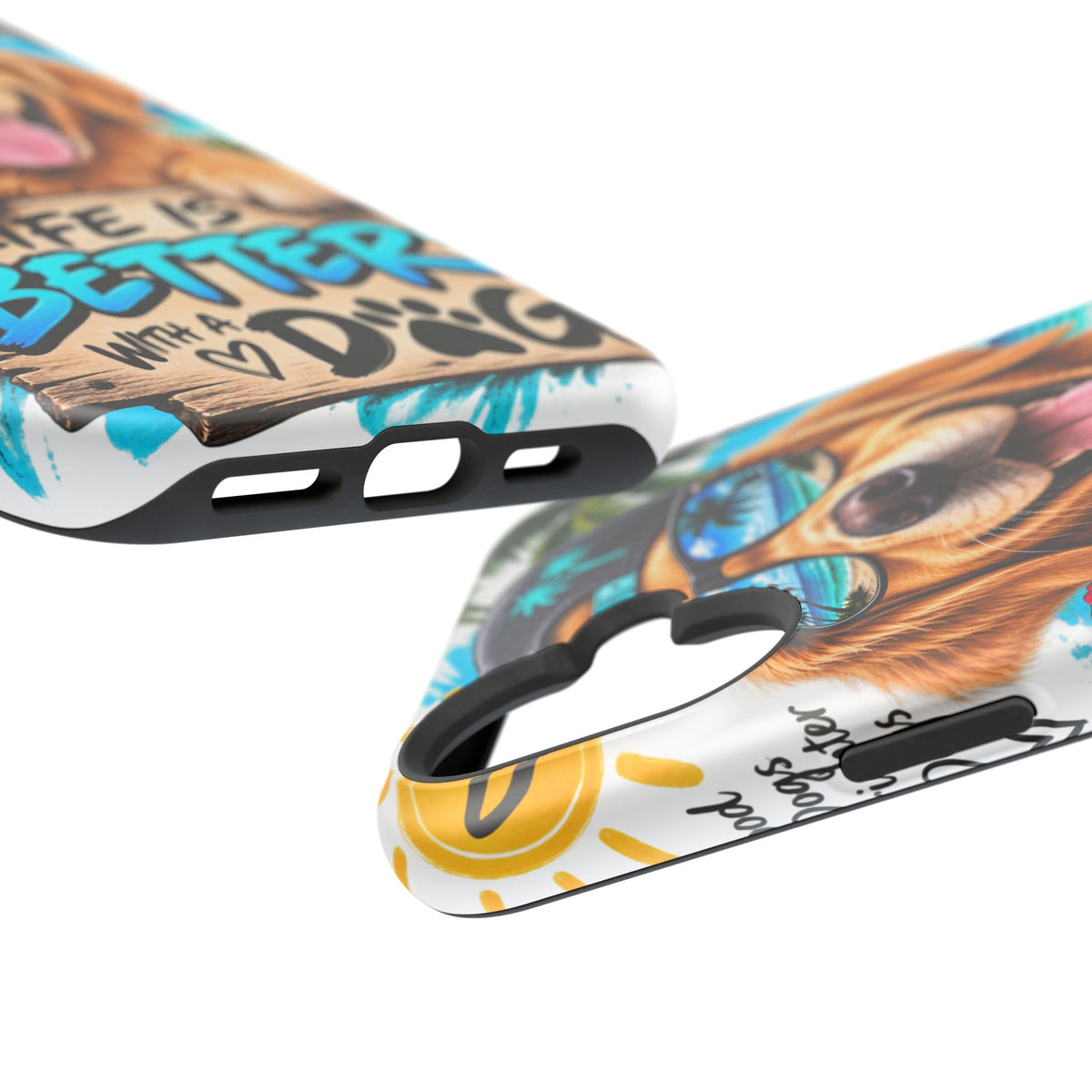 Impact-Resistant Phone Case — "Life Is Better With a Dog" Tropical Dog Design