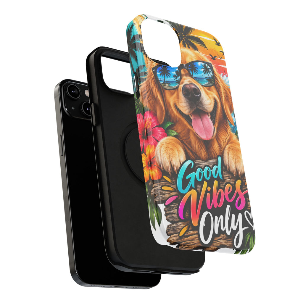 Phone Case — 'Good Vibes Only' Tropical Dog Impact-Resistant Case
