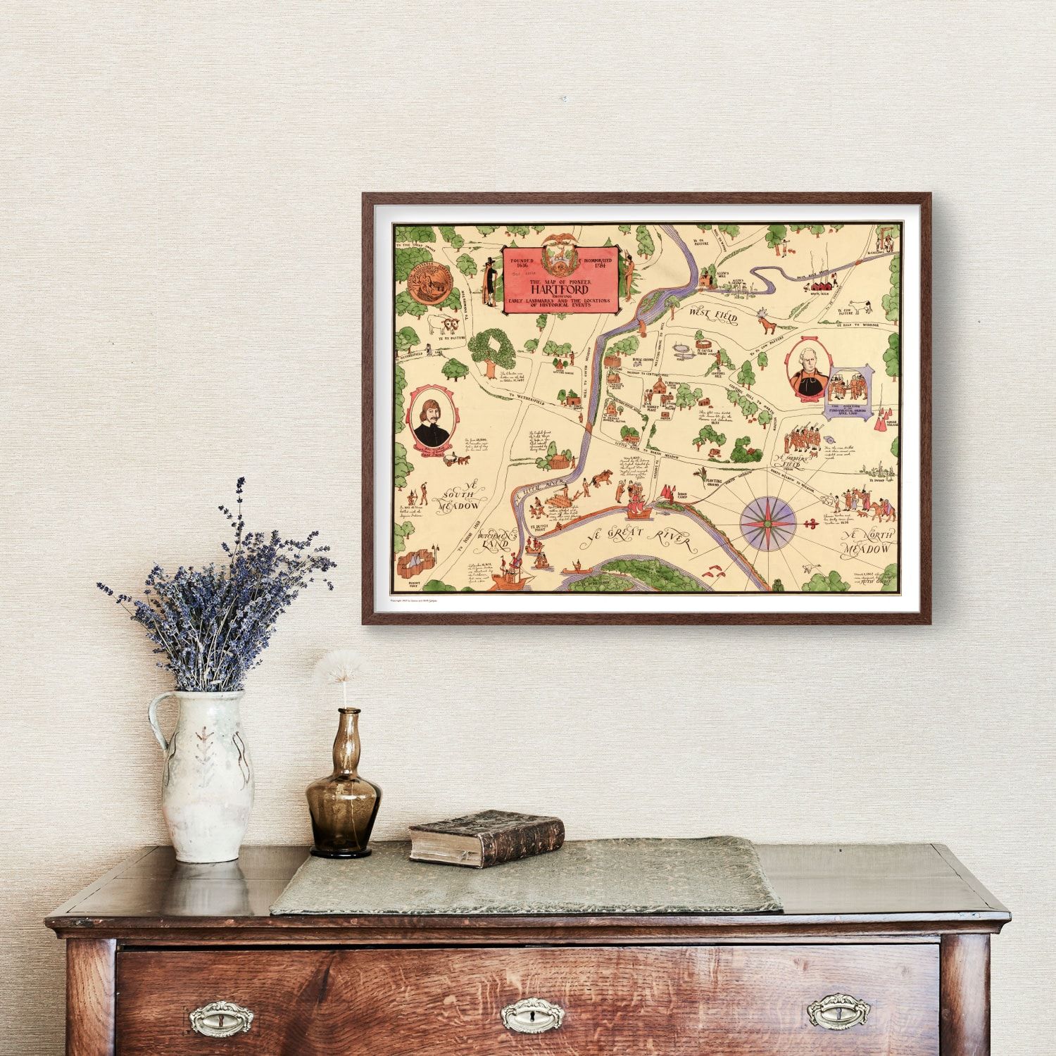 Vintage Map of Hartford, Connecticut 1927