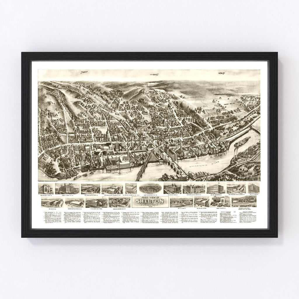 Vintage Map of Shelton, Connecticut 1919