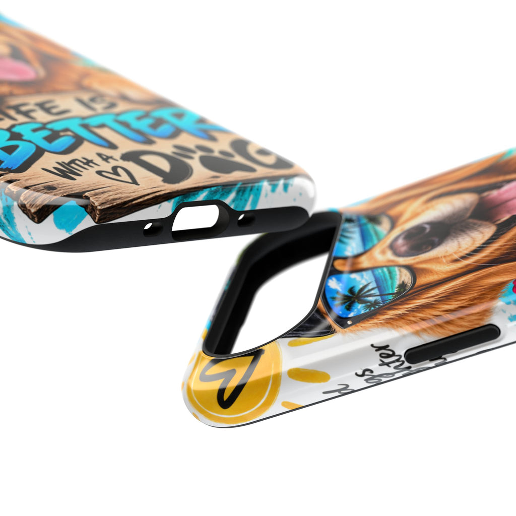 Impact-Resistant Phone Case — "Life Is Better With a Dog" Tropical Dog Design