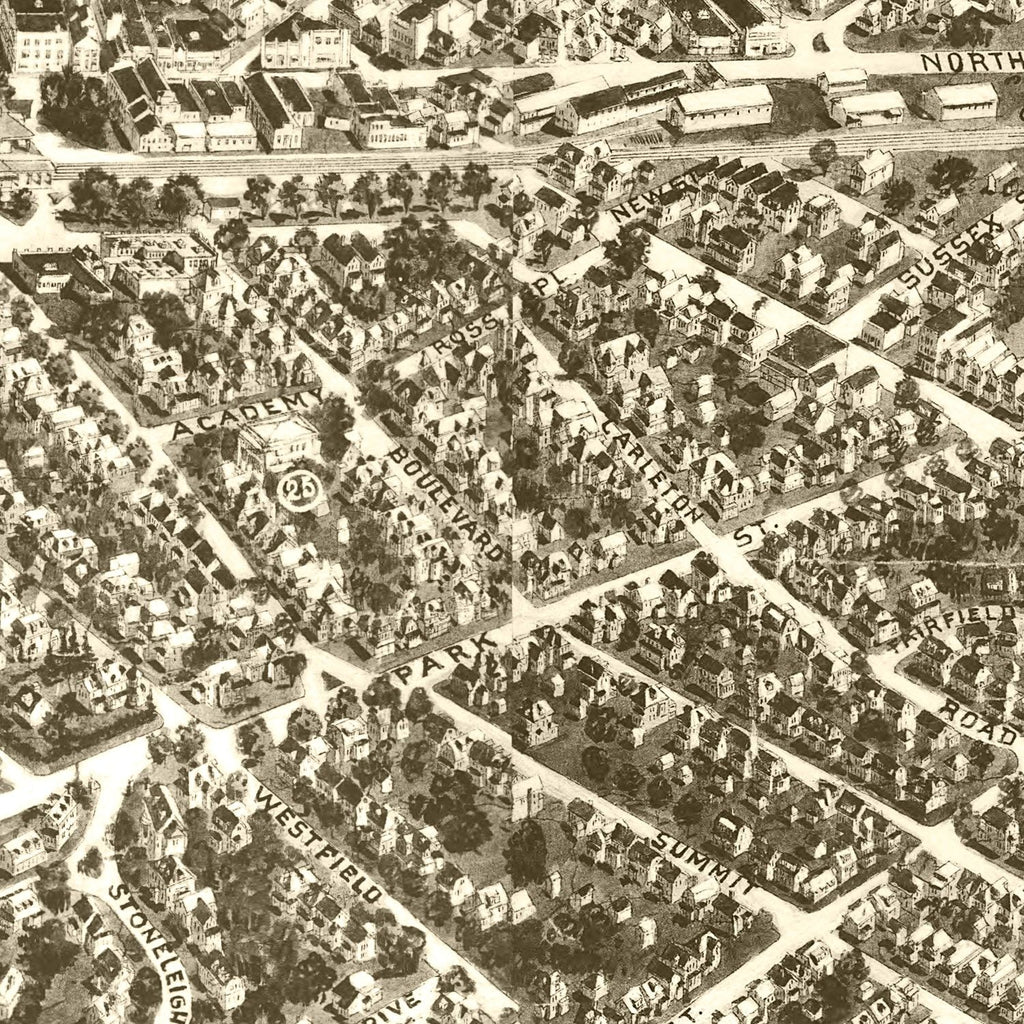 Vintage Map of Westfield, New Jersey 1929