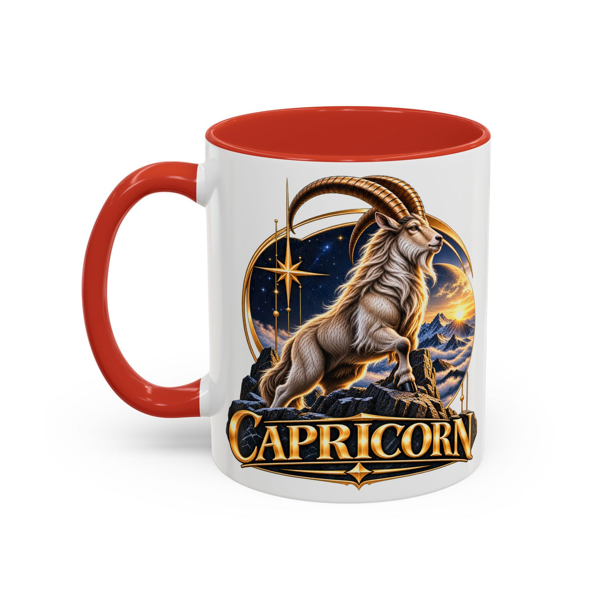 Capricorn Zodiac Coffee Mug — Astrological Goat Accent Mug (11/15oz)