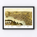 Vintage Map of Hallowell, Maine 1878
