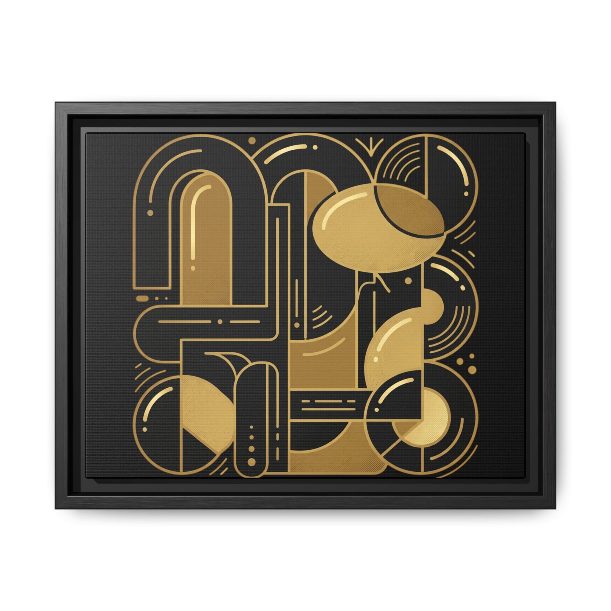 Gold Geometric Art Print — Framed Matte Canvas