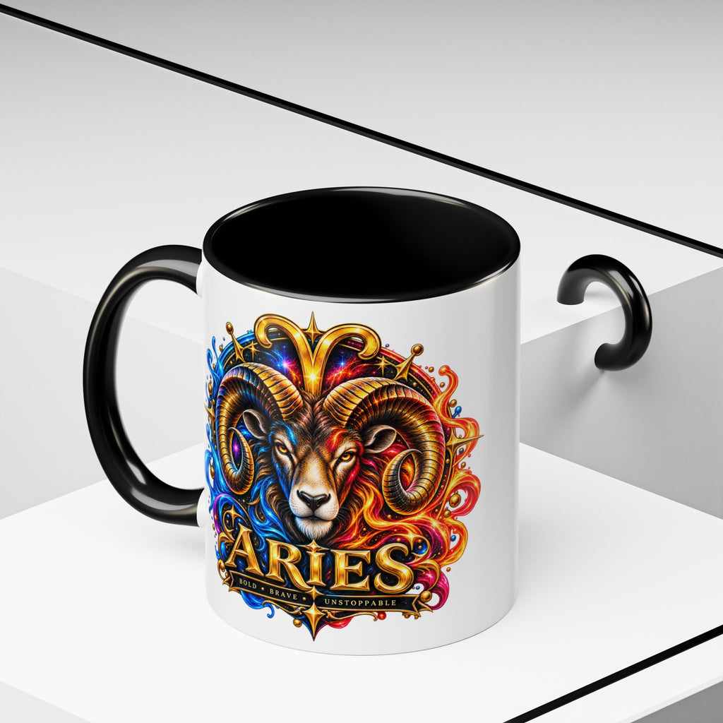 Aries Zodiac Coffee Mug — Colorful Ram Astrology Accent Mug (11/15oz)