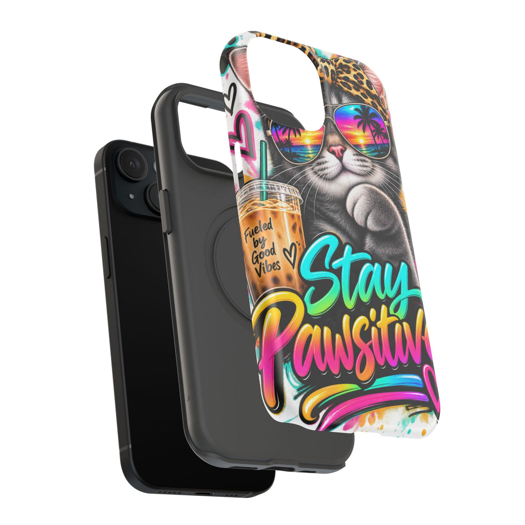 Phone Case — "Stay Pawsitive" Cat Impact-Resistant Case