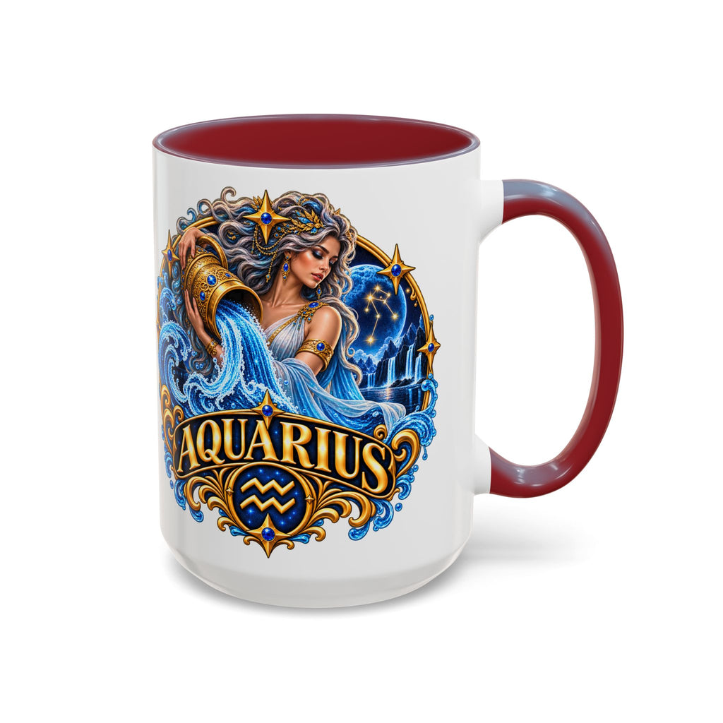 Aquarius Zodiac Coffee Mug — Illustrated Water Bearer Astrology Gift (11/15oz)
