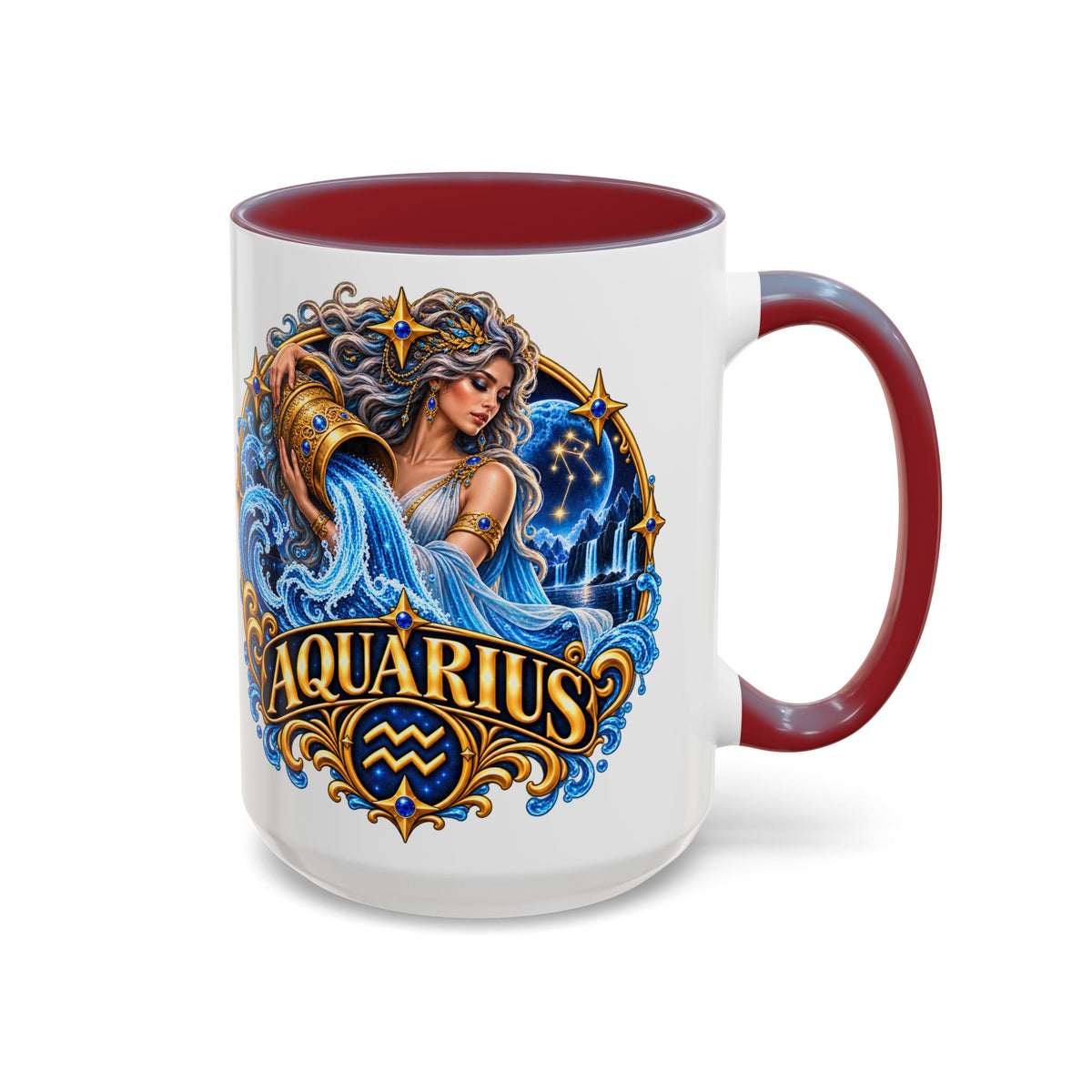 Aquarius Zodiac Coffee Mug — Illustrated Water Bearer Astrology Gift (11/15oz)