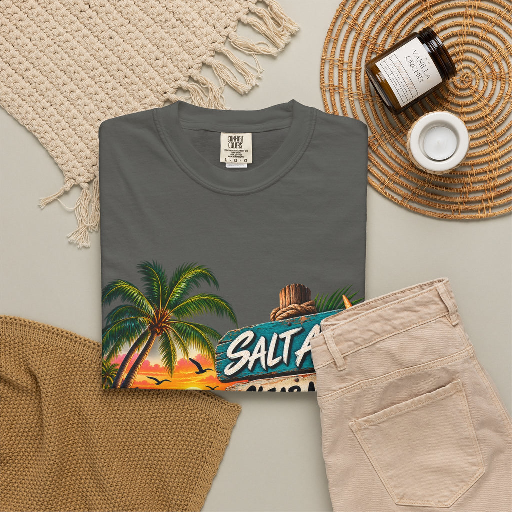 Salt Air, Clear Mind T-Shirt — Tropical Sunset Beach Graphic Tee