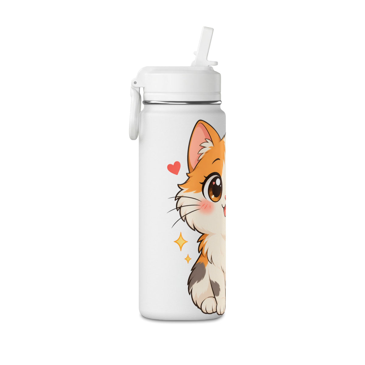 Cute Calico Cat Water Bottle, 20oz