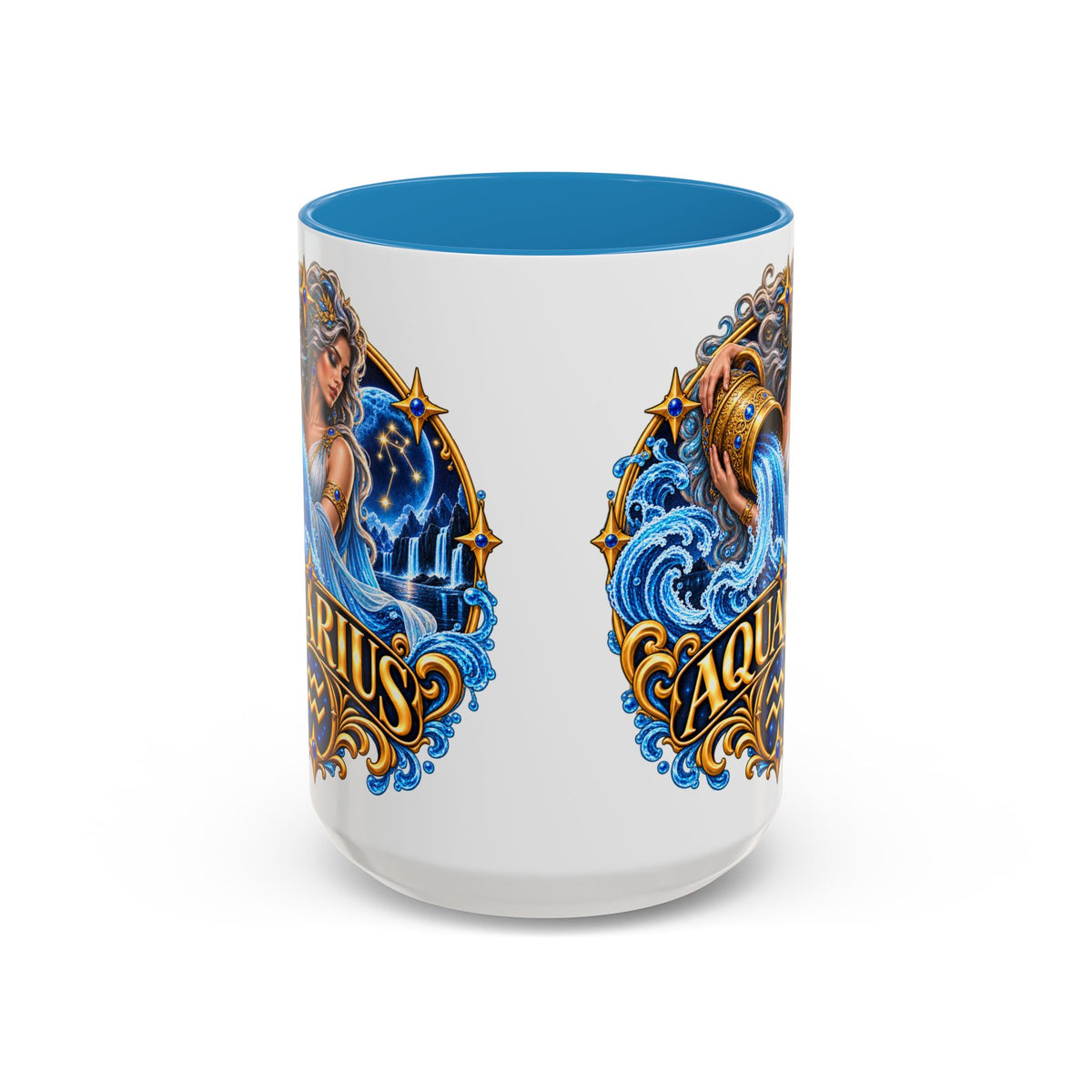 Aquarius Zodiac Coffee Mug — Illustrated Water Bearer Astrology Gift (11/15oz)