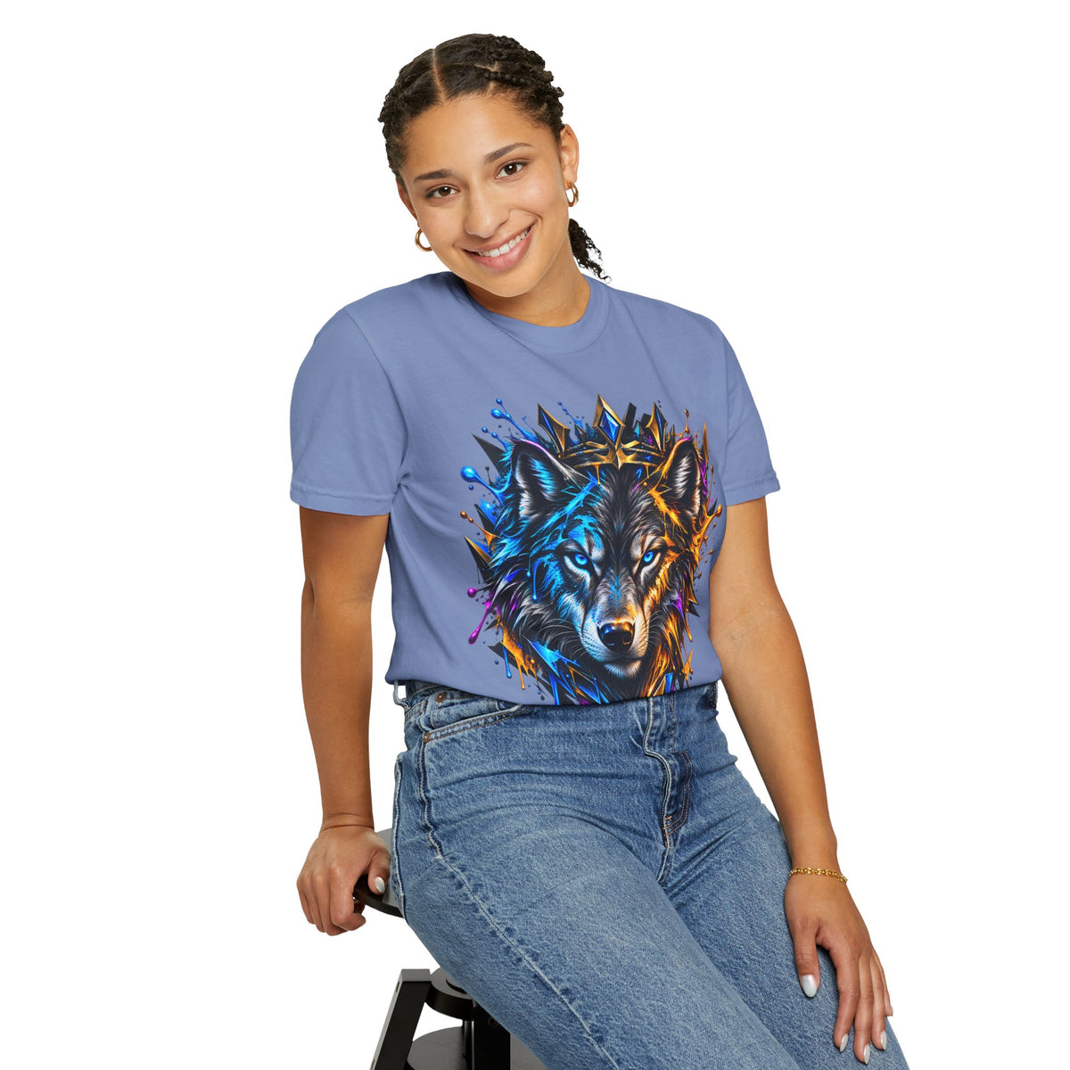 Wolf Head Graphic T-Shirt — Colorful Splash Art Tee