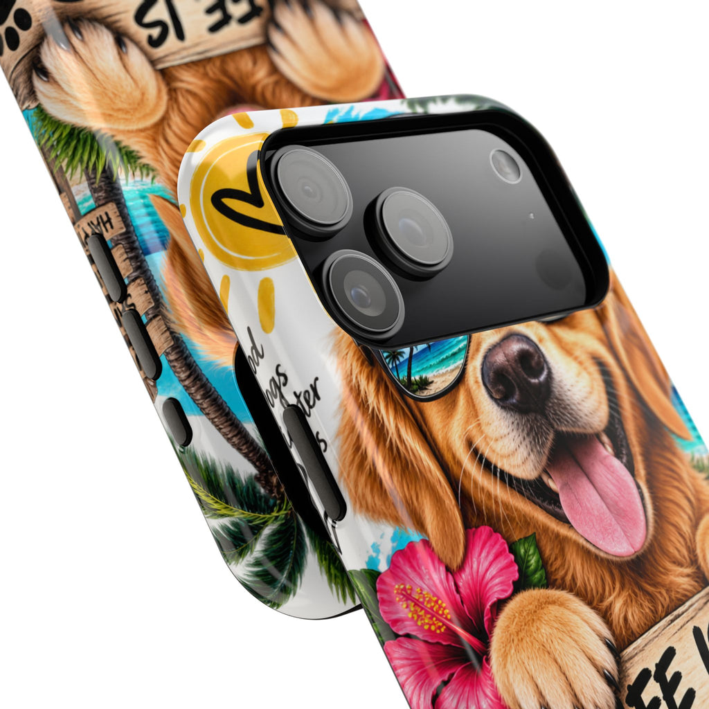 Impact-Resistant Phone Case — "Life Is Better With a Dog" Tropical Dog Design