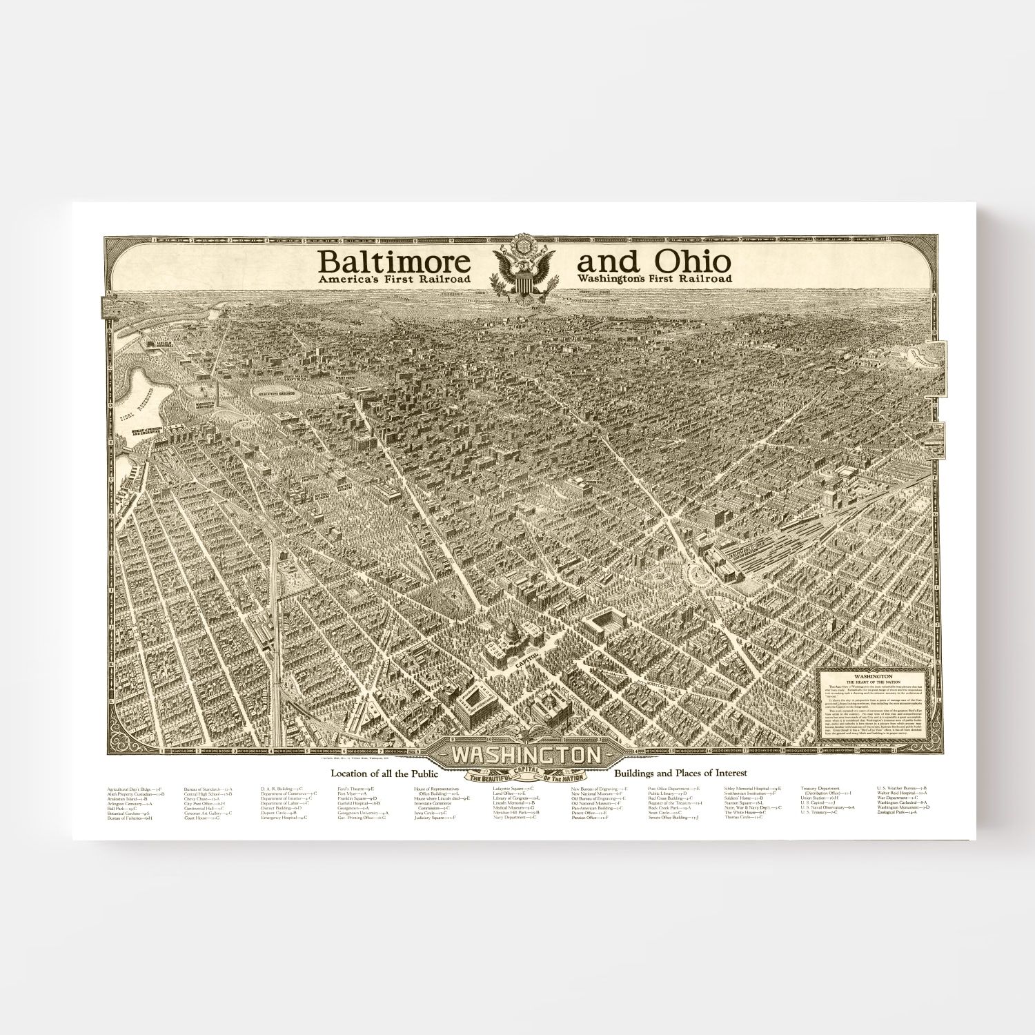Vintage Map of Washington,  1923
