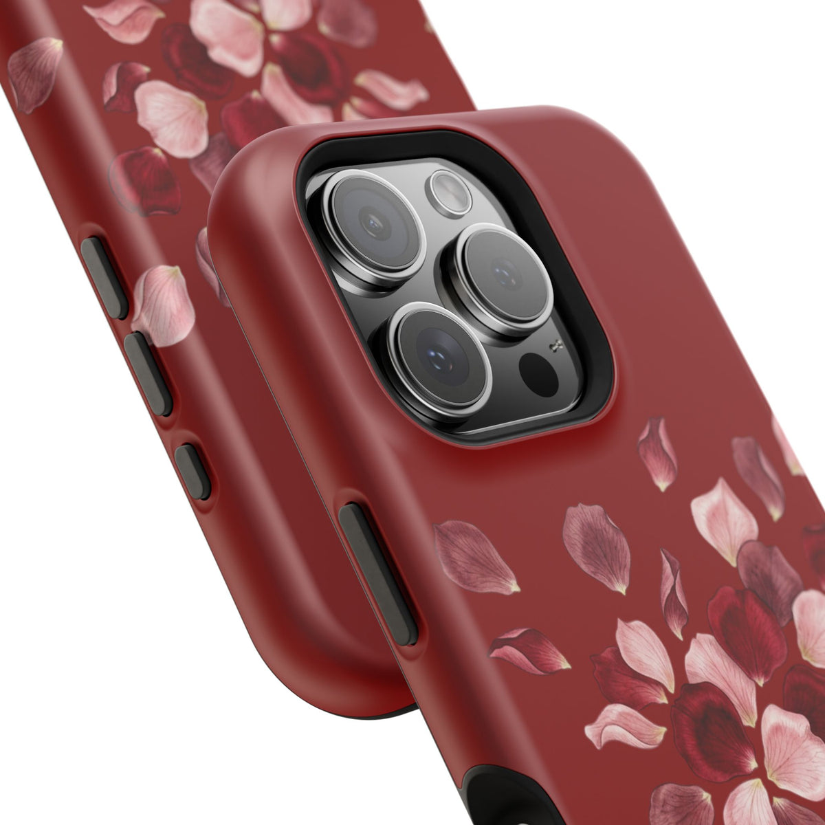 Phone Case — Red Floral Petal Magnetic Impact-Resistant Cover