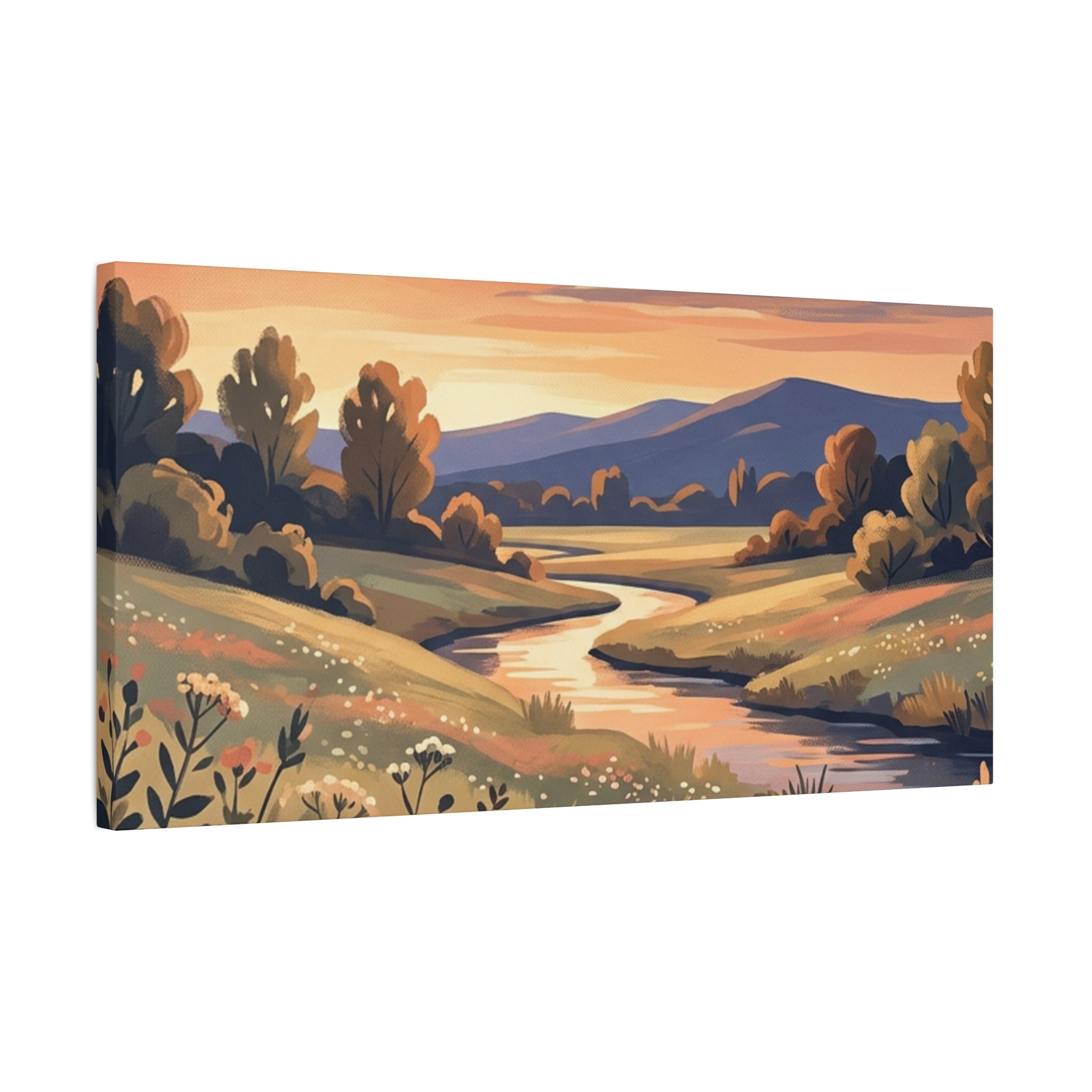 Sunset Meadow Canvas Wall Art