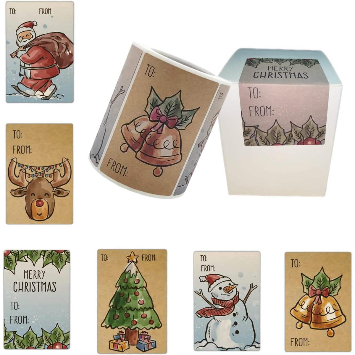 250-Pieces: Christmas Gift Tags Self Adhesive Labels Stickers 250 Pieces