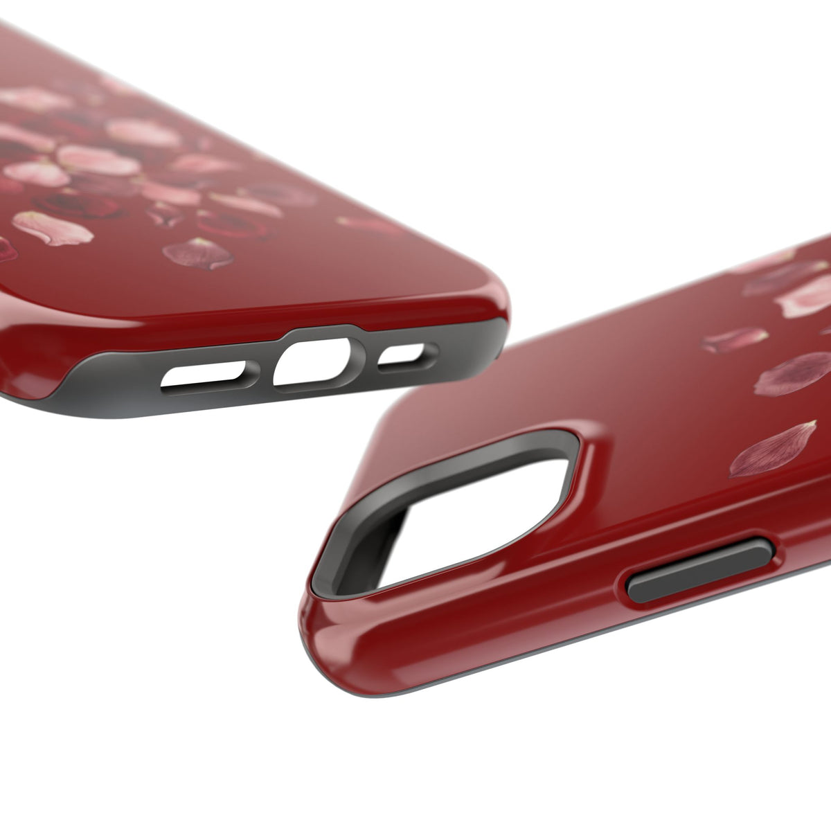 Phone Case — Red Floral Petal Magnetic Impact-Resistant Cover