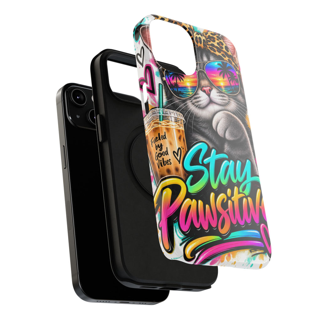 Phone Case — "Stay Pawsitive" Cat Impact-Resistant Case