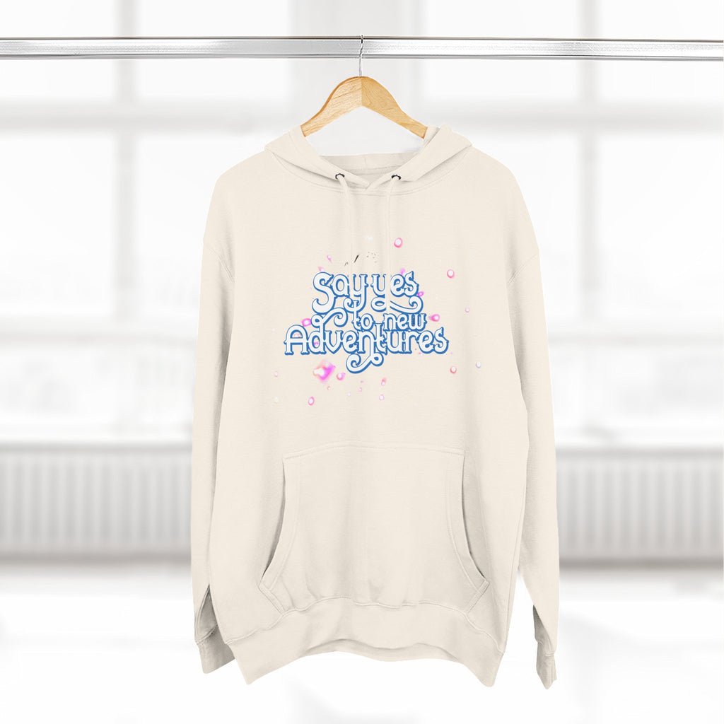 Hoodie — 'Say yes to New Adventures' Pastel Graphic Fleece Hoodie