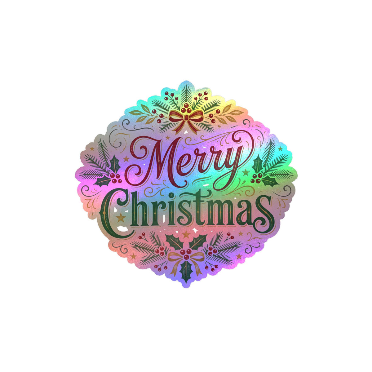 Merry Christmas Vinyl Decal — Holiday Wreath Sticker for Windows, Laptops & Gifts