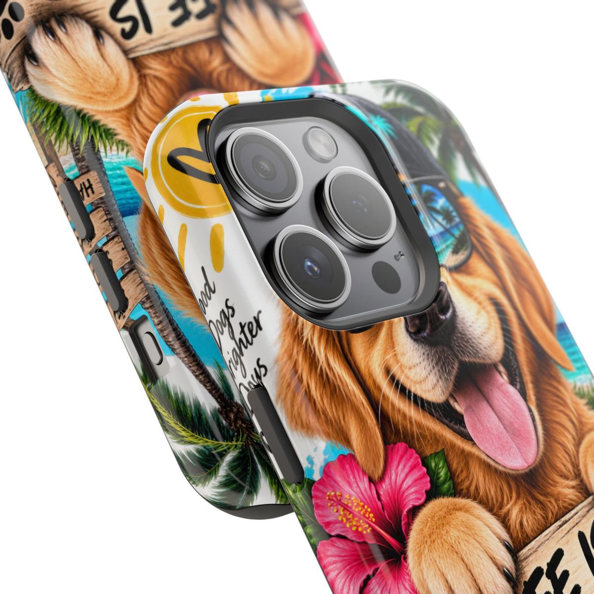 Impact-Resistant Phone Case — "Life Is Better With a Dog" Tropical Dog Design