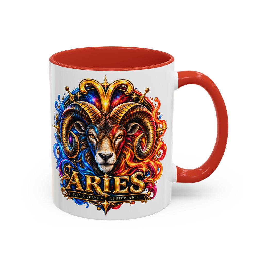 Aries Zodiac Coffee Mug — Colorful Ram Astrology Accent Mug (11/15oz)