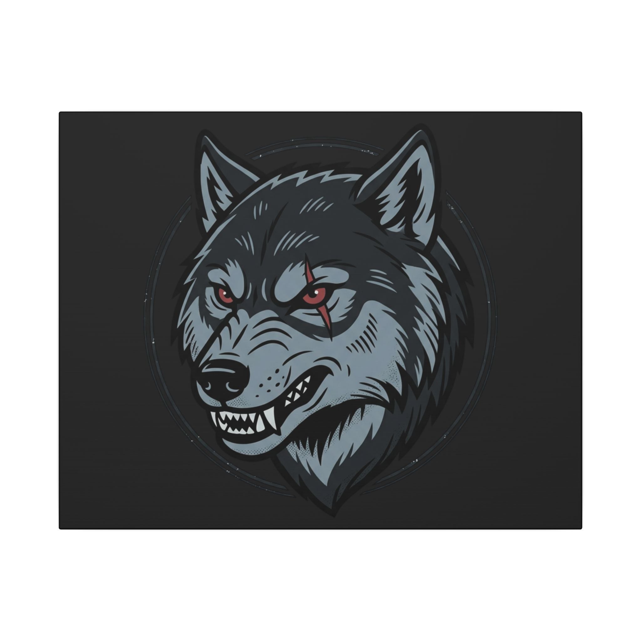 Wolf Head Canvas Wall Art — Fierce Gray Wolf Portrait Matte Stretched