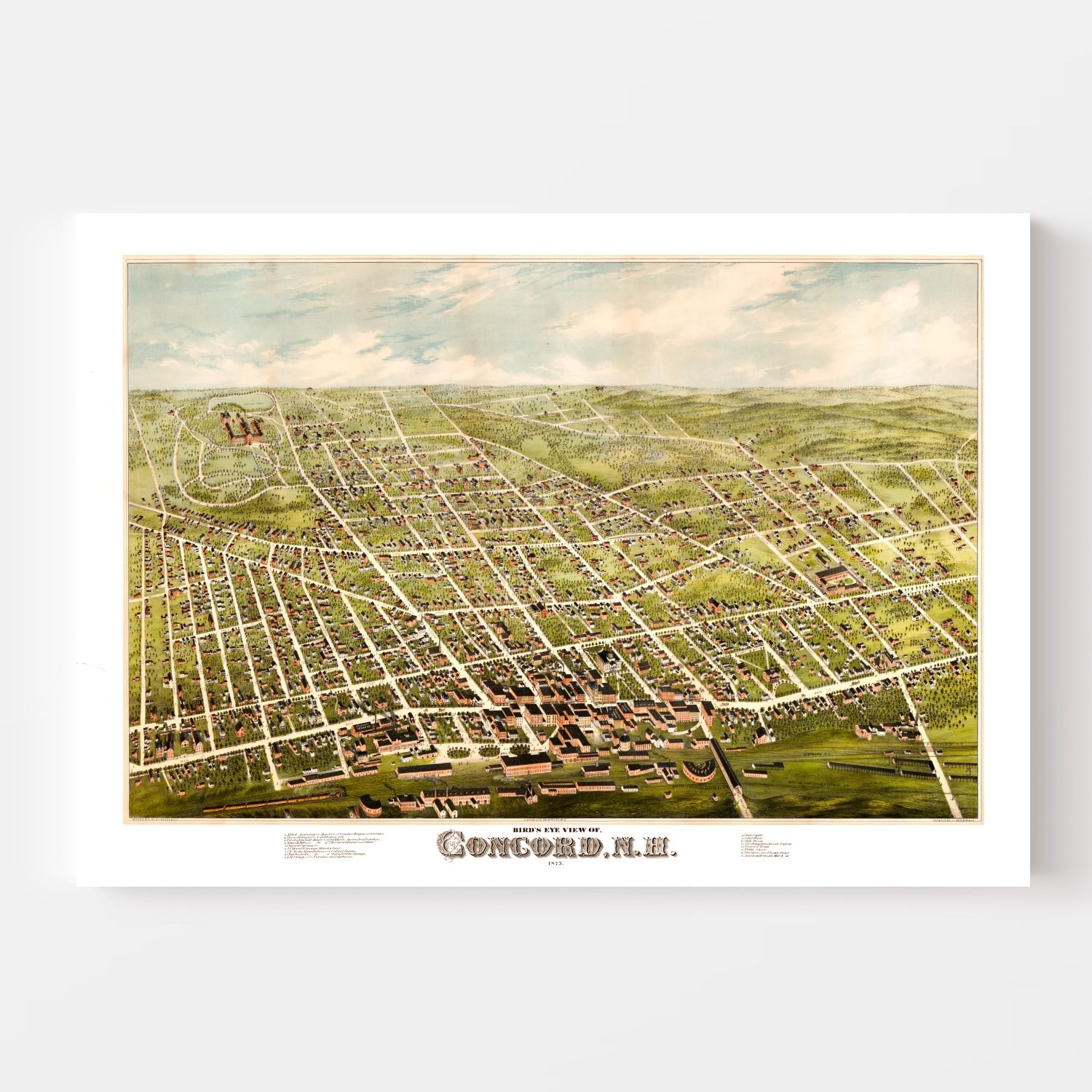 Vintage Map of Concord, New Hampshire 1875