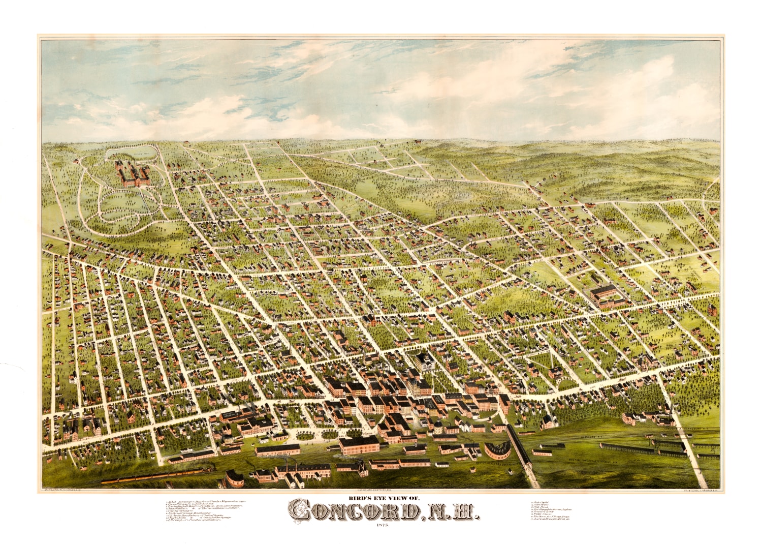 Vintage Map of Concord, New Hampshire 1875