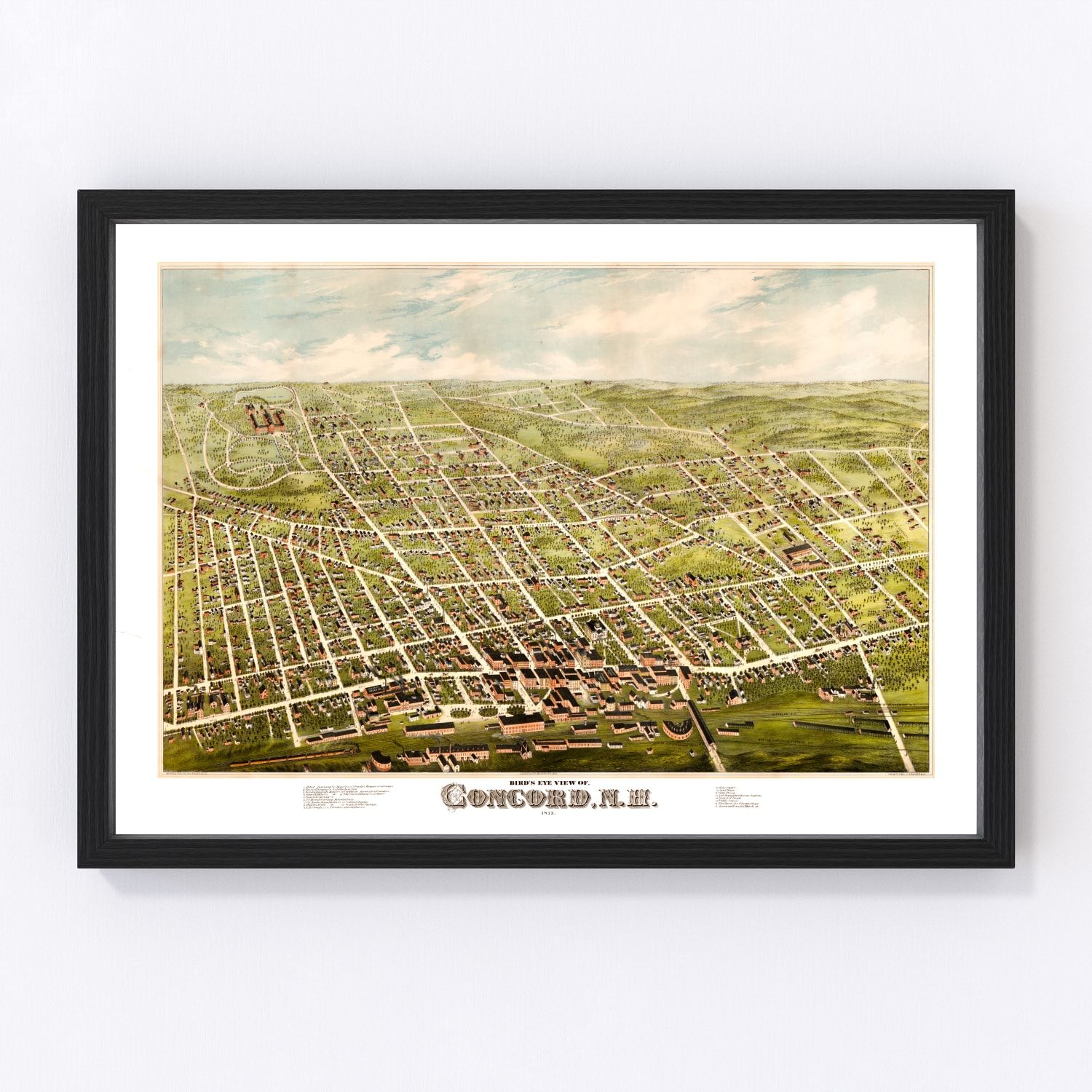 Vintage Map of Concord, New Hampshire 1875