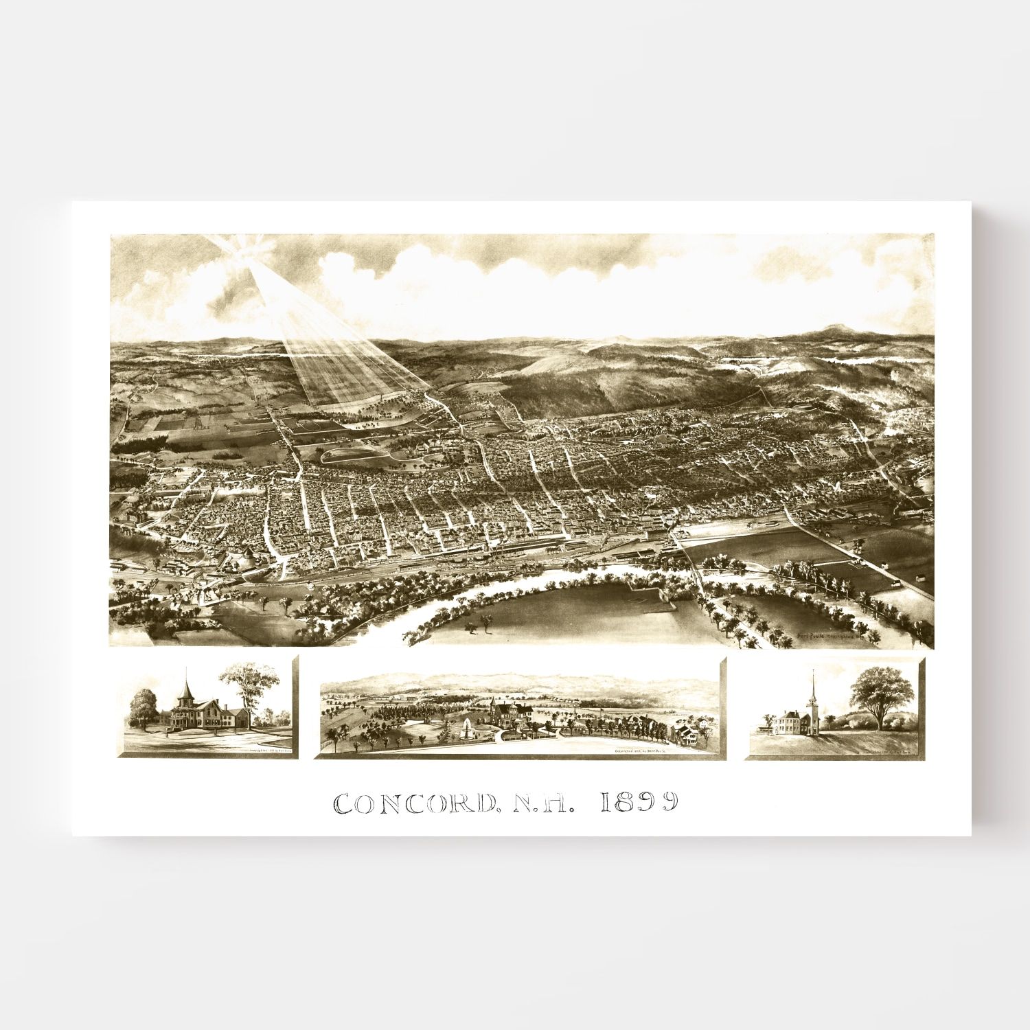 Vintage Map of Concord, New Hampshire 1899