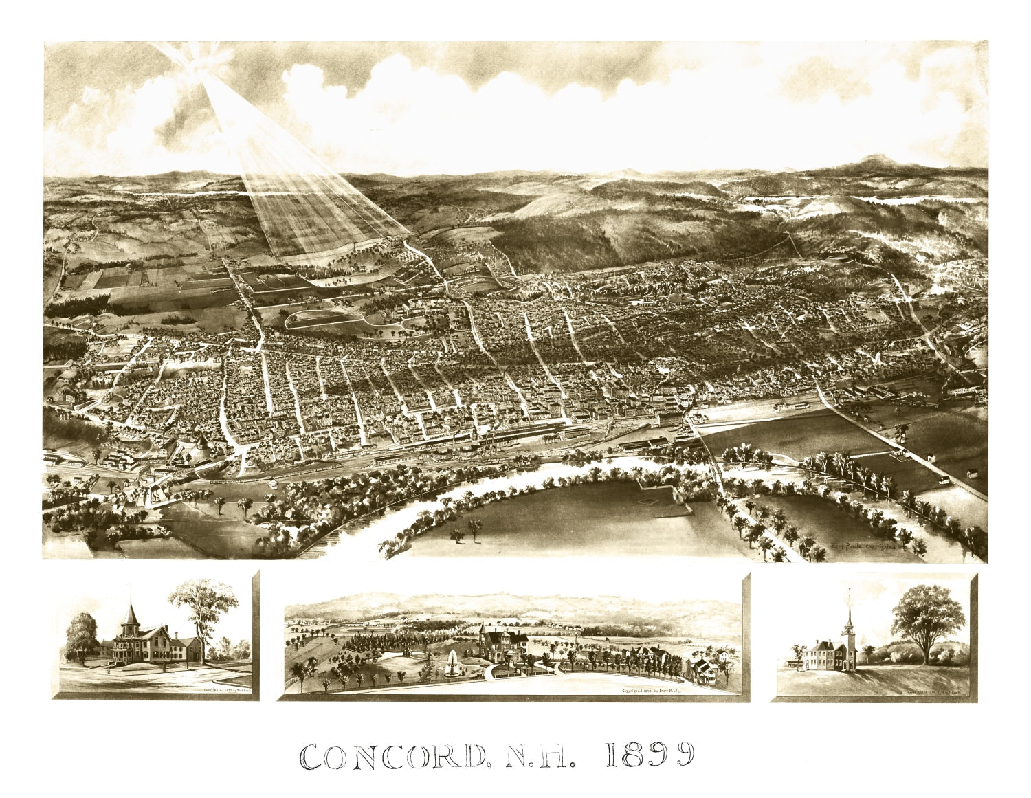 Vintage Map of Concord, New Hampshire 1899