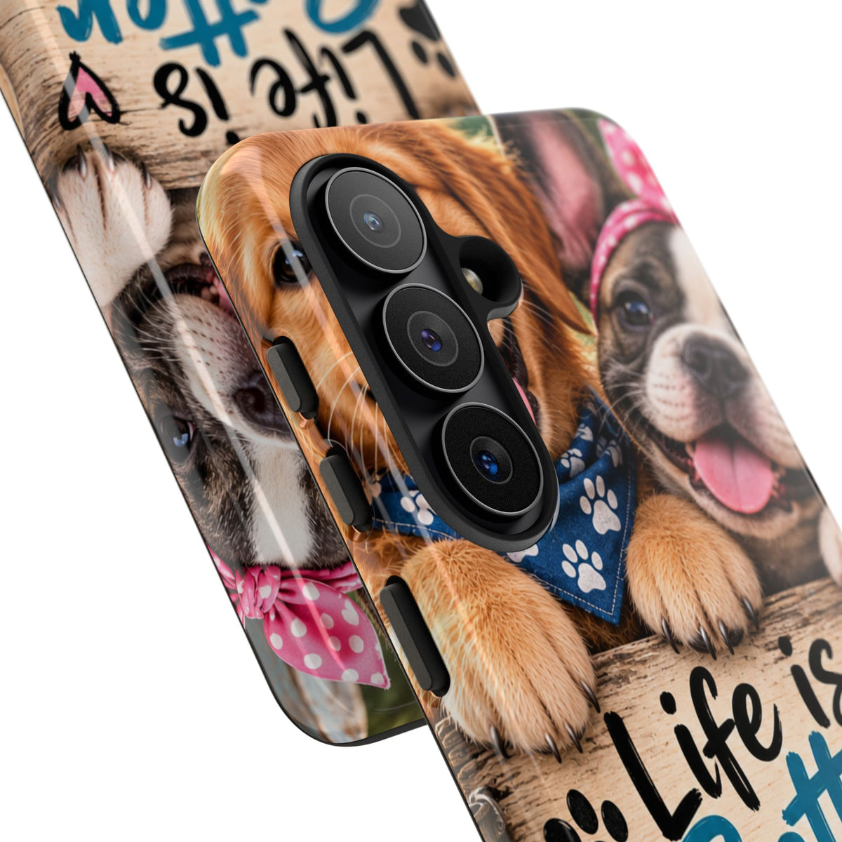 Phone Case — "Life Is Better with Dogs" Cute Pawprint Dog Lover Protective Case